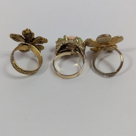 Vintage Adjustable Costume Jewelry Cocktail Statement Ring Lot - Picture 2 of 4